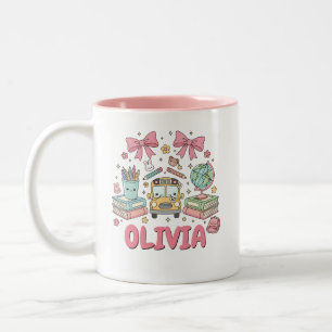 Taza Bicolor Nombre personalizado Suministros escolares lindos