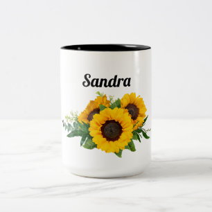 Taza Bicolor Nombre personalizado Sunflower