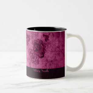 Taza Bicolor Nombre rosado del personalizado del estampado de