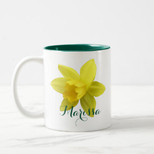 Taza Bicolor Nombre verde de la flor de color amarillo