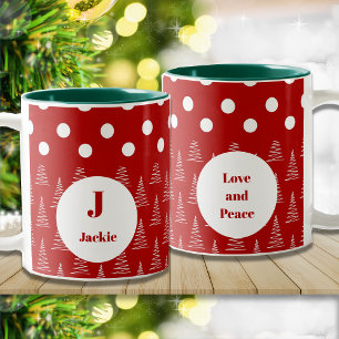 Taza Bicolor Nombre y mensaje personalizados de puntos y árbole
