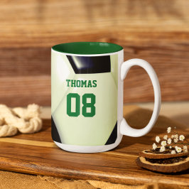 Taza Bicolor Nombre y número de bolas de fútbol personalizadas
