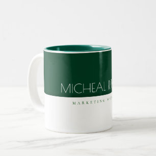 Taza Bicolor Nombre y trabajo del monograma del Personalizado v