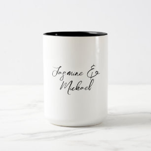Taza Bicolor Nombres de Caligrafía Chic Encantadores Bodas
