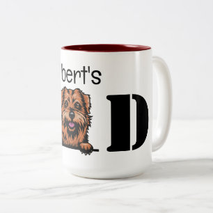Taza Bicolor Norfolk Terrier Peeking Personalizado Papá
