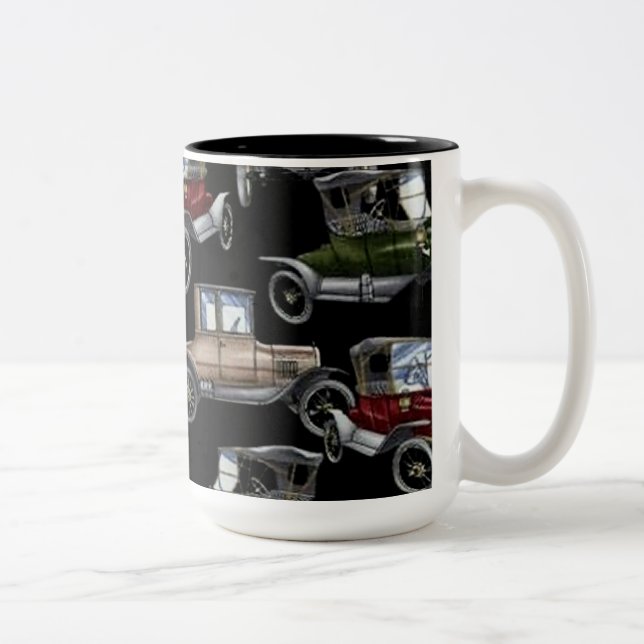 Taza Bicolor Nostalgia automática autos clásicos café tazón (Derecha)