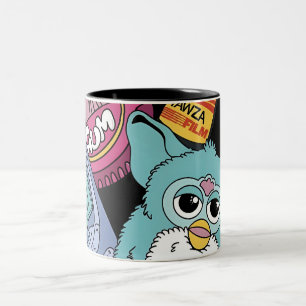 Taza Bicolor Nostalgia Retro Doodle Patrón Juguete y Tecnología
