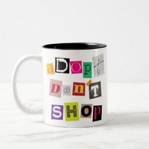 Taza Bicolor nota de rescate adoptar no comprar
