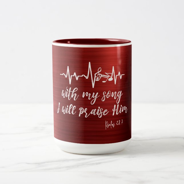 Taza Bicolor Nota musical latido con Salmos Escritura (Centro)