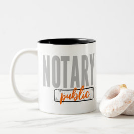 Taza Bicolor Notario público Big Font negro con Naranja
