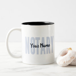 Taza Bicolor Notario público Faded Blue Big Font Personalizado