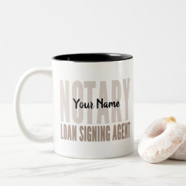 Taza Bicolor Notary Loan Signing Agent Brown Font Personalizada