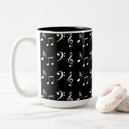Taza Bicolor Notas musicales en blanco y negro
