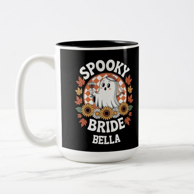 Taza Bicolor Novia Espantosa Fantasma Halloween Personalizado (Izquierda)