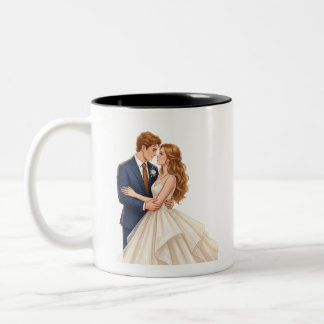 Taza Bicolor Novia y Novio Románticos