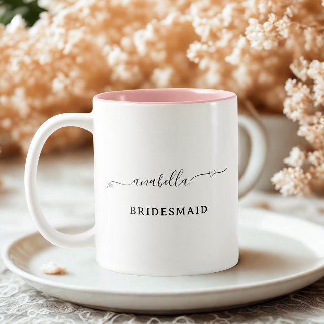 Taza Bicolor Noviaria de escritura minimalista negra de soltera (Subido por el creador)
