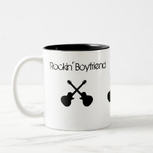 Taza Bicolor Novio de Rockin, guitarras negras cruzadas