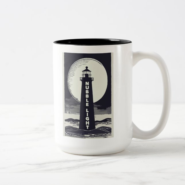 Taza Bicolor Nubble Light Maine Lighthouse Moon (Derecha)
