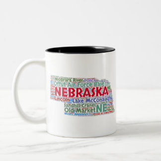Taza Bicolor Nube de la palabra de Nebraska
