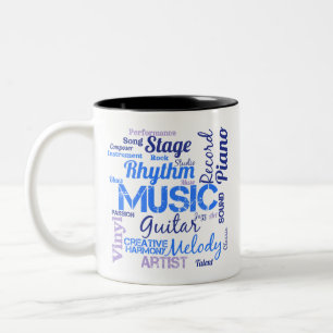 Taza Bicolor Nube de palabras de amante de la música músico