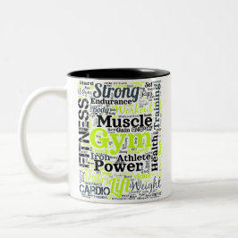 Taza Bicolor Nube de palabras de entrenamiento fuerte en el gim