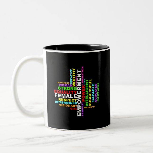 Taza Bicolor Nube de palabras de mujeres fuertes (Izquierda)