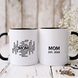 Taza Bicolor Nube de Word para la tipografía de mamá blanca y n