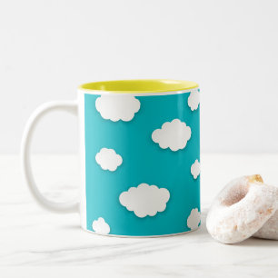 Taza Bicolor Nubes blancas en un tazón de café de dos tonos azu