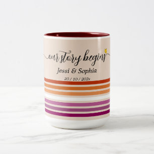 Taza Bicolor Nuestra Historia Comienza Bandera Lesbiana Atardec