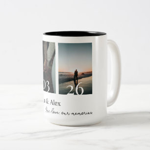 Taza Bicolor Nuestra Historia de Amor Colage de Fotos de Fecha 