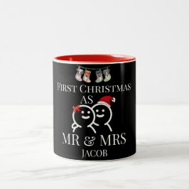 Taza Bicolor Nuestra primera Navidad como Sr. y Sra. Newlyw