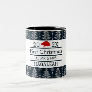 Taza Bicolor Nuestra primera Navidad como Sr. y Sra. Newlyw