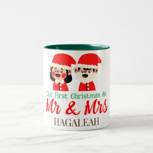 Taza Bicolor Nuestra primera Navidad como Sr. y Sra. Recién cas