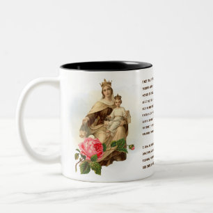 Taza Bicolor Nuestra Señora del Carmelo Oración Jesús Escapular