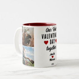 Taza Bicolor Nuestro primer El día de San Valentín Juntos Coraz