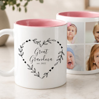 Taza Bicolor Nueva Bisabuela Año Est. Cuatro Fotos Collage
