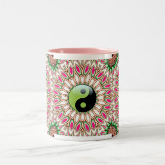 Taza Bicolor Nueva era YinYang Mug de girasol geométrico