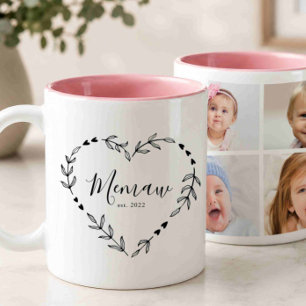 Taza Bicolor Nuevo Año de Memaw Est. Cuatro Collage de Fotos