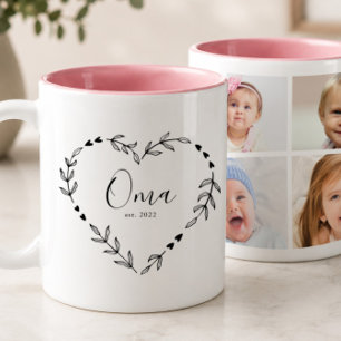 Taza Bicolor Nuevo año de Oma Est. Collage de cuatro fotos