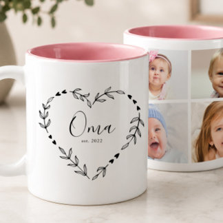 Taza Bicolor Nuevo año de Oma Est. Collage de cuatro fotos