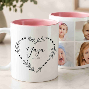 Taza Bicolor Nuevo Año de Yaya Est. Cuatro Foto Collage