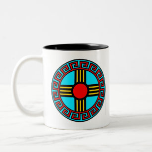 Taza Bicolor Nuevo México y Nativo Zia Sun Dios Símbolo