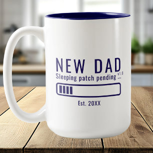 Taza Bicolor Nuevo Papá Parche Durmiendo Tipografía Negrita