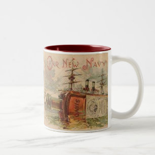 Taza Bicolor nuevo signo de la marina y el analgésico con whisk