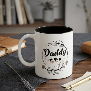 Taza Bicolor Nuevos Padres Papá Personalizado año establecido