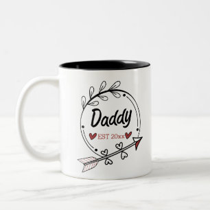 Taza Bicolor Nuevos padres Papi Año de creación personalizado