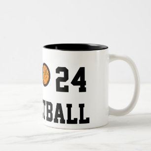 Taza Bicolor Número 24 del baloncesto   Personalizable