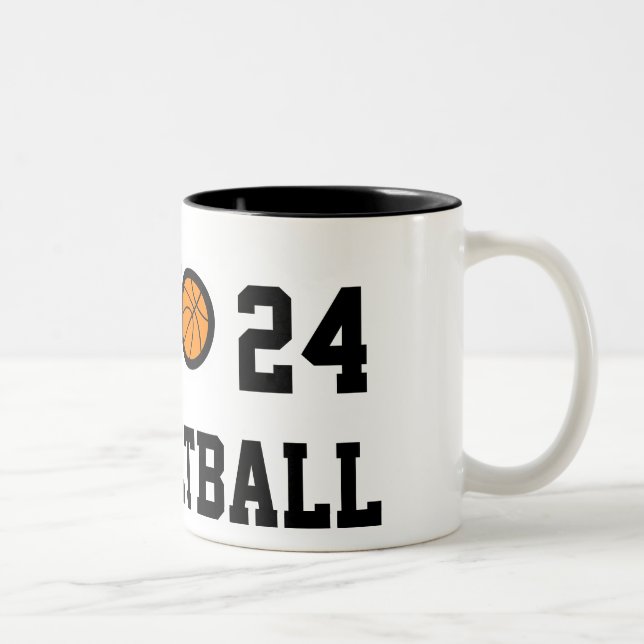 Taza Bicolor Número 24 del baloncesto | Personalizable (Derecha)