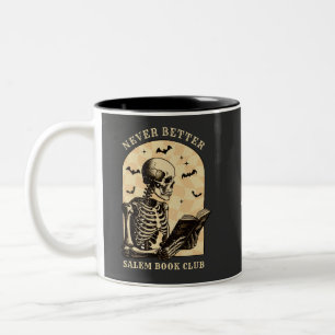 Taza Bicolor Nunca mejor lectura del Club Skeleton Halloween gó