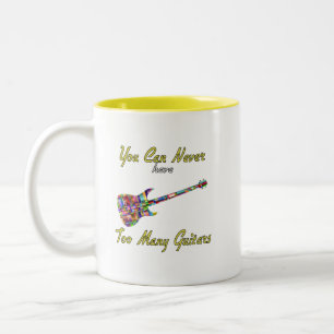 Taza Bicolor Nunca Se Puede Tener Demasiados Guitars - Colorido